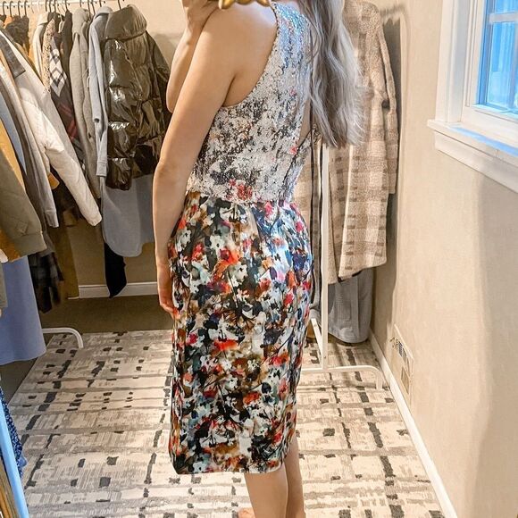 ML Monique Lhuillier Aviva Sequin Dress Watercolor 6 - Picture 2 of 8